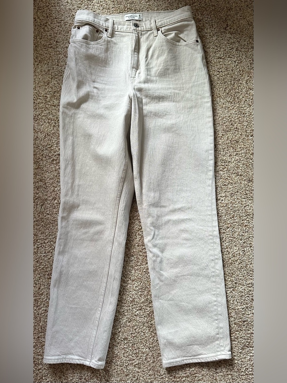 Abercrombie & Fitch Cream Straight-Leg Jeans